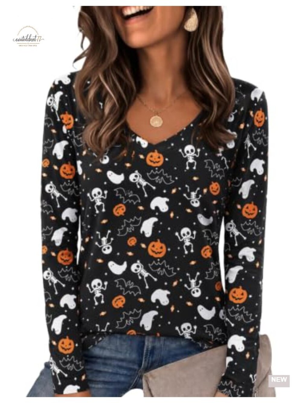 Womens Long Sleeve V Neck Tee Casual Basic Fall Top